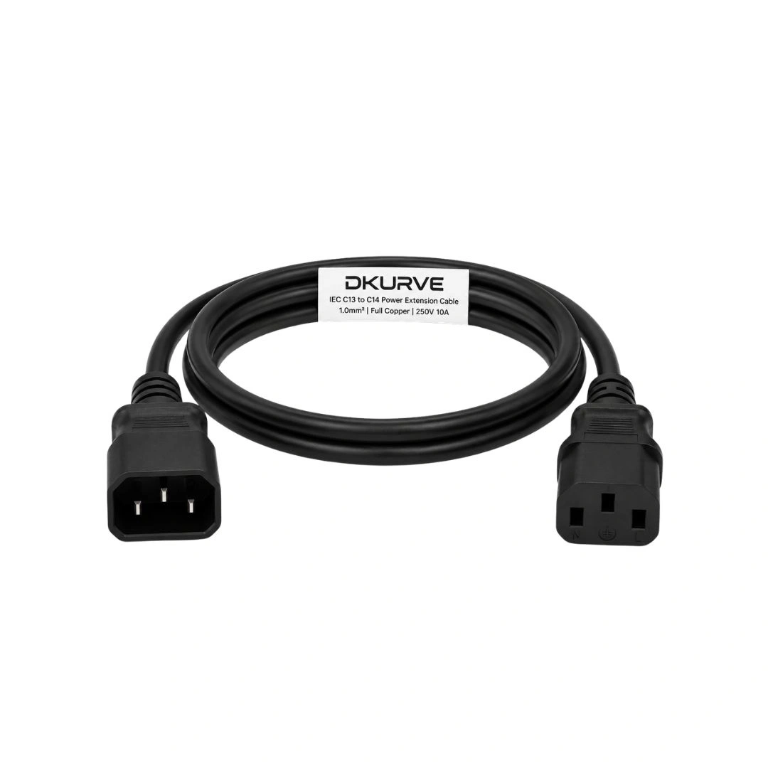 DKURVE C13 to C14 Power Cable – 1.0mm² Full Copper