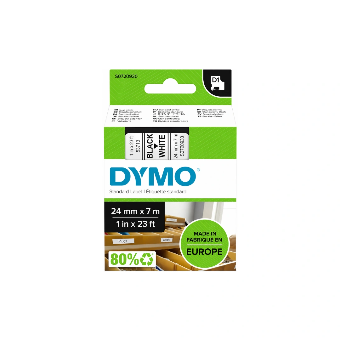 DYMO D1 Label Tape 24mm Black on White 53713 (S0720930)