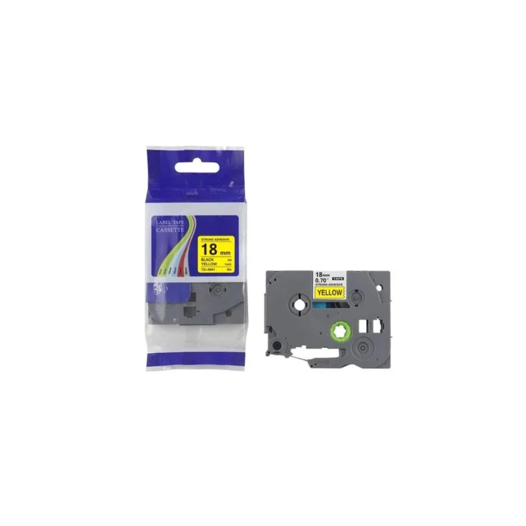 Brother Compatible Label Tape 18mm x 8m – Black on Yellow