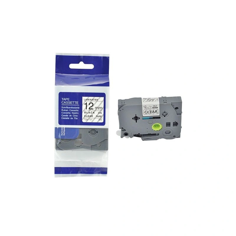 Brother Compatible Label Tape 12mm × 8m – Black on Clear