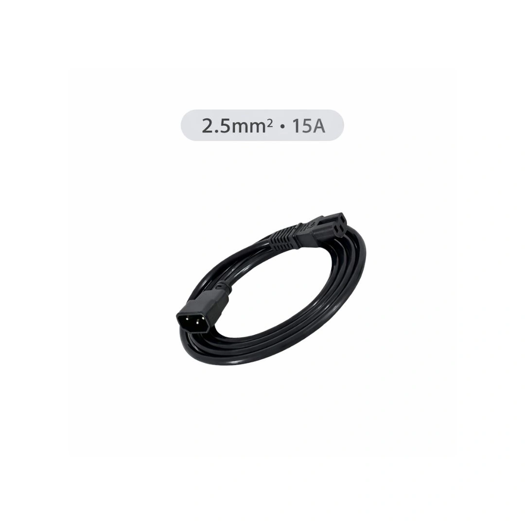 DKURVE® IEC C14 to C15 Notched Power Cable – 2.5mm² Full Copper – 15A 250V