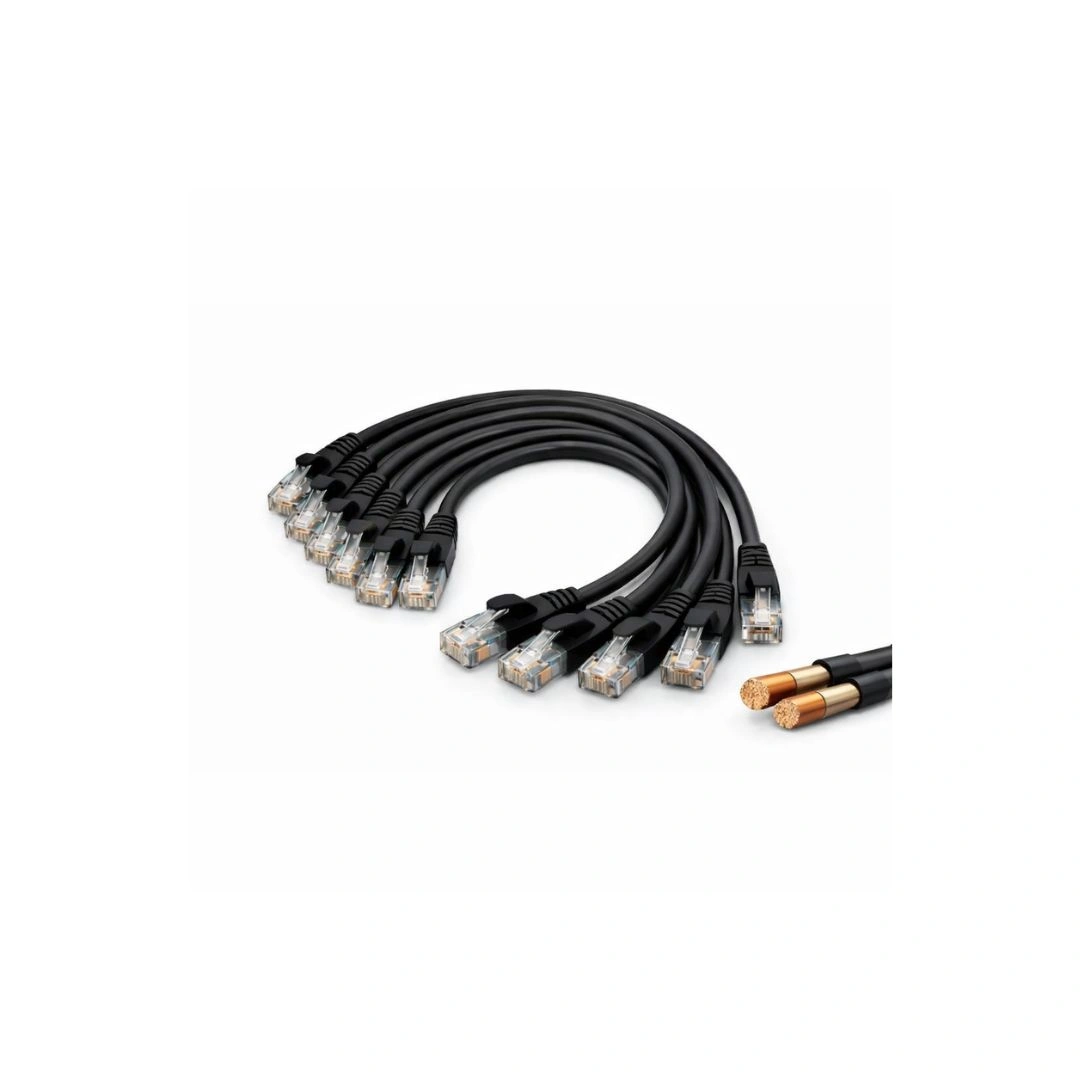 DKURVE Pack of 10 CAT6 15cm Ethernet Cable – Full Copper, Black