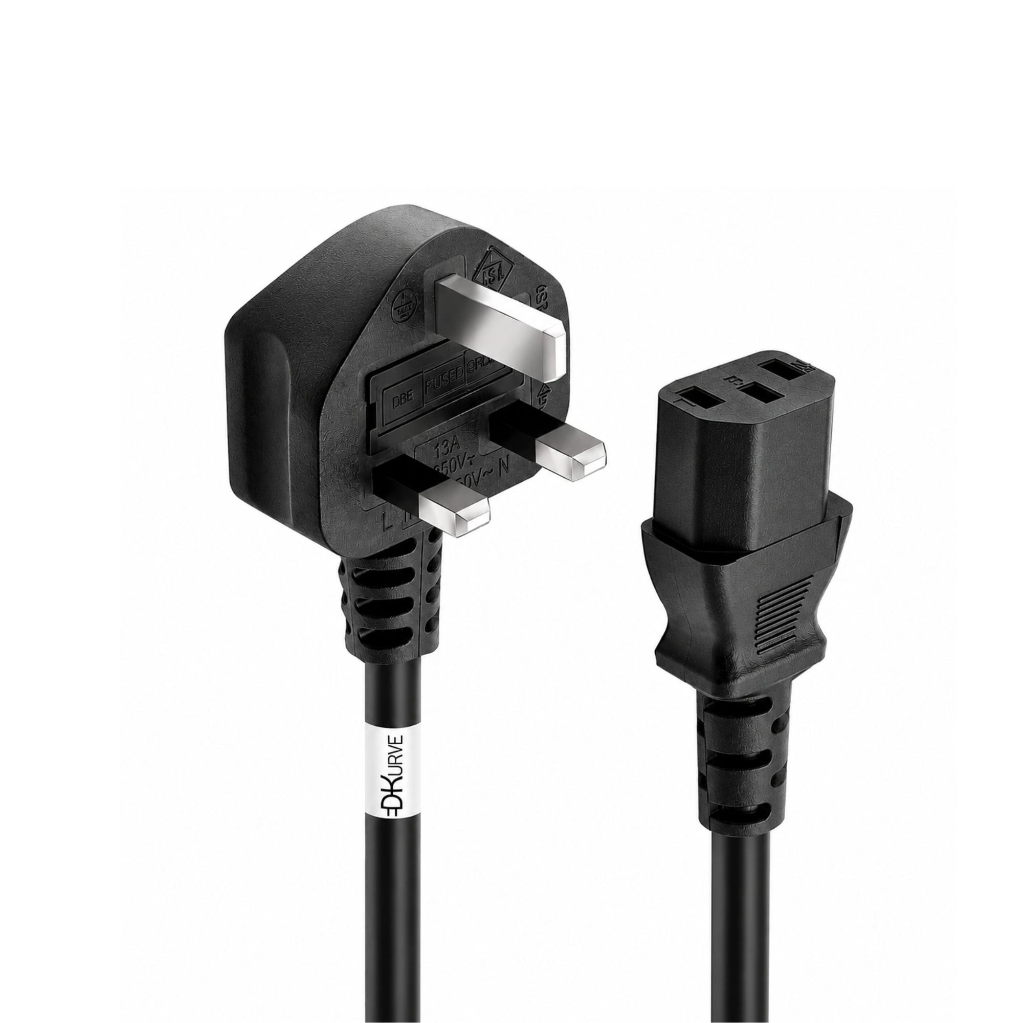 Bulk Pack of DKURVE IEC C13 Desktop Power Cable 3M Full Copper UK Plug