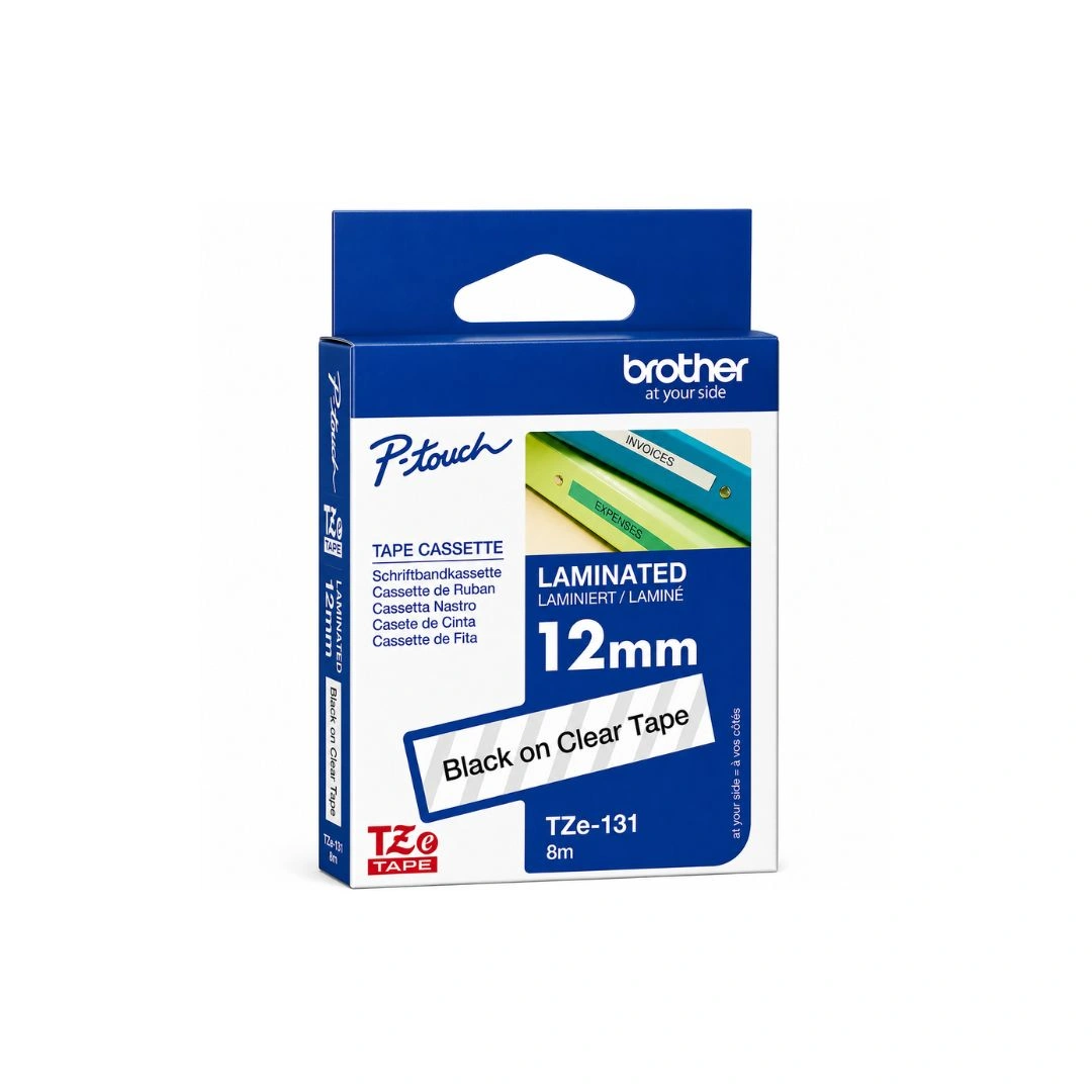 Brother TZe-131 12mm Black on Clear Tape