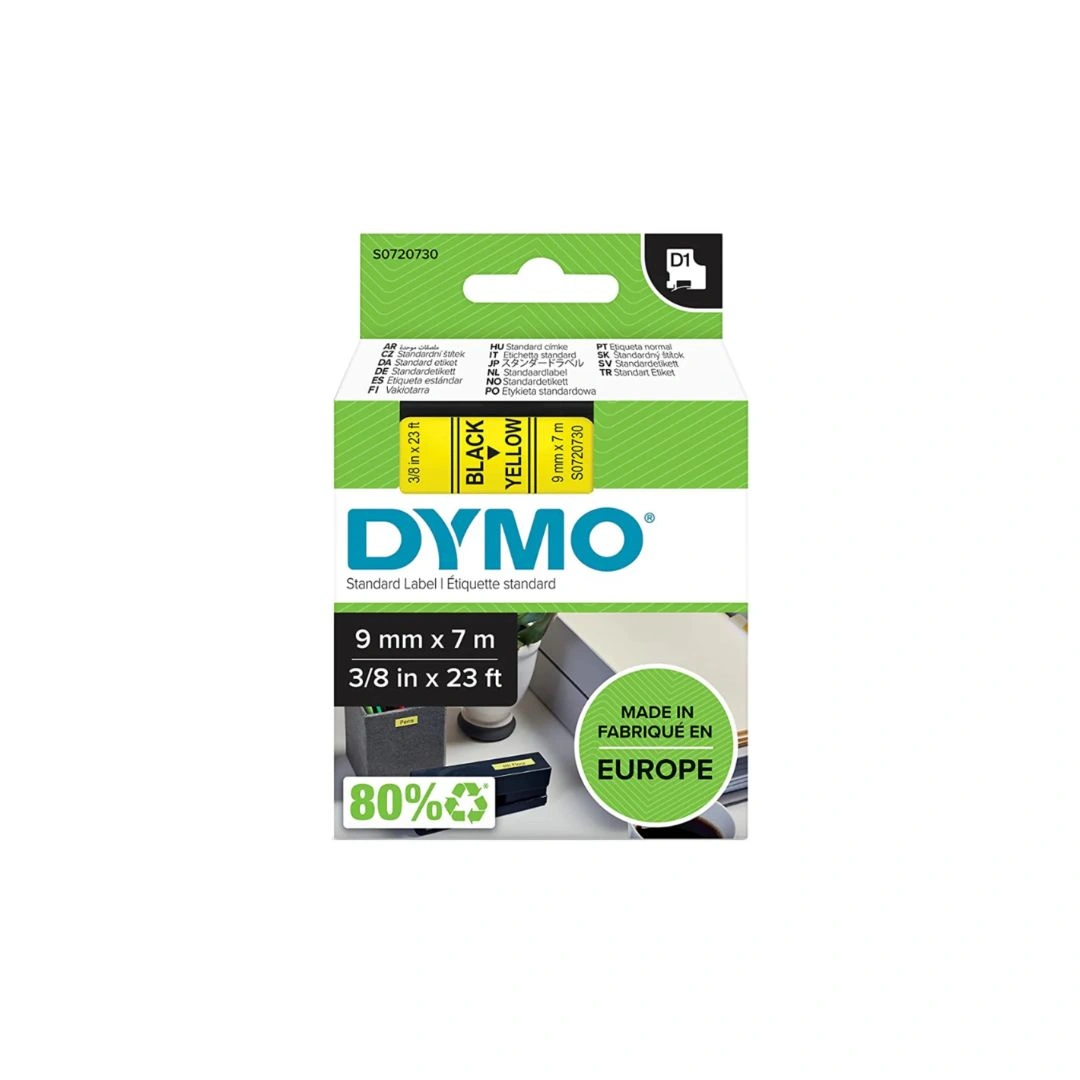 DYMO D1 40918 Label Tape Black on Yellow 9mm x 7m