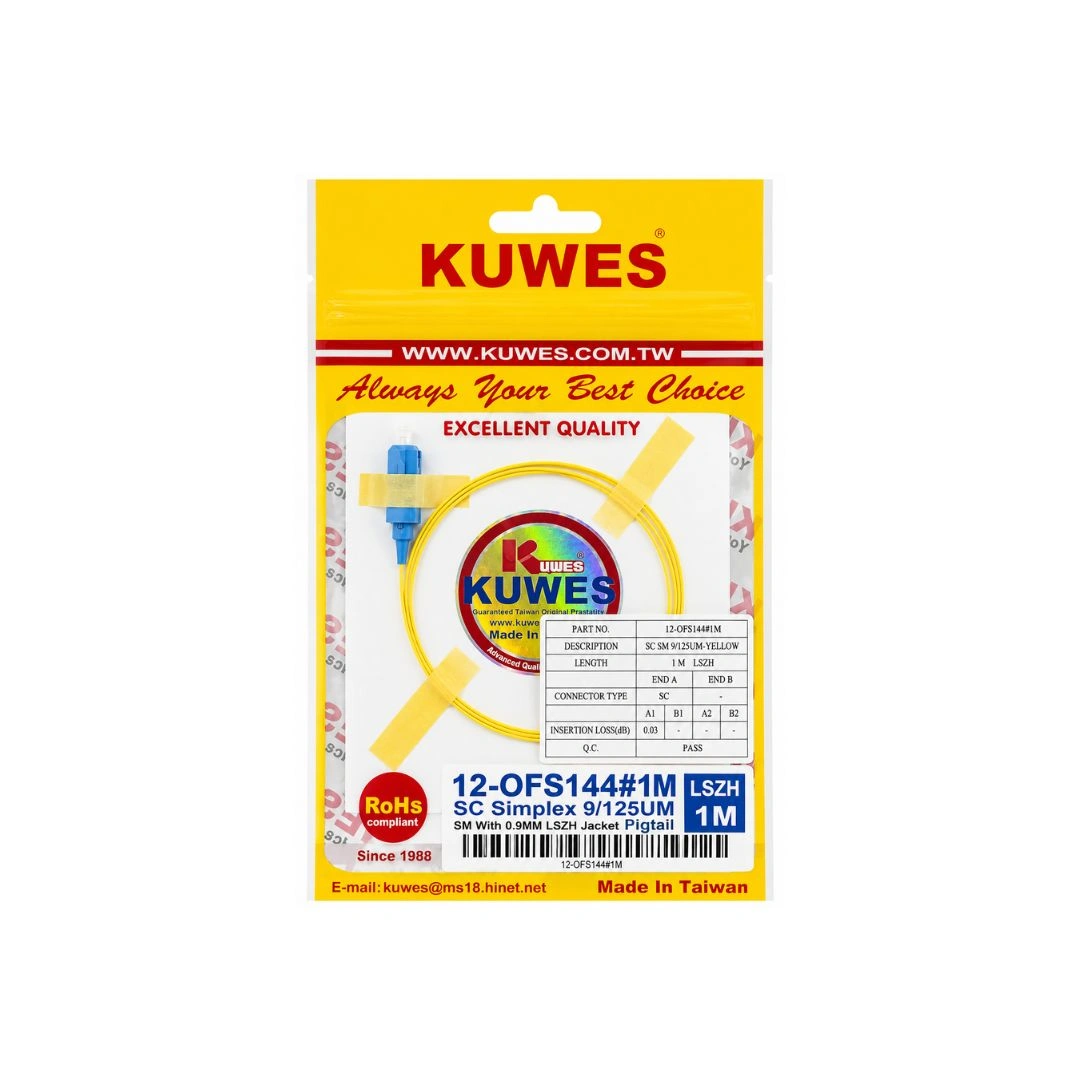 KUWES SC Singlemode Fiber Pigtail 1M LSZH – 9/125µm